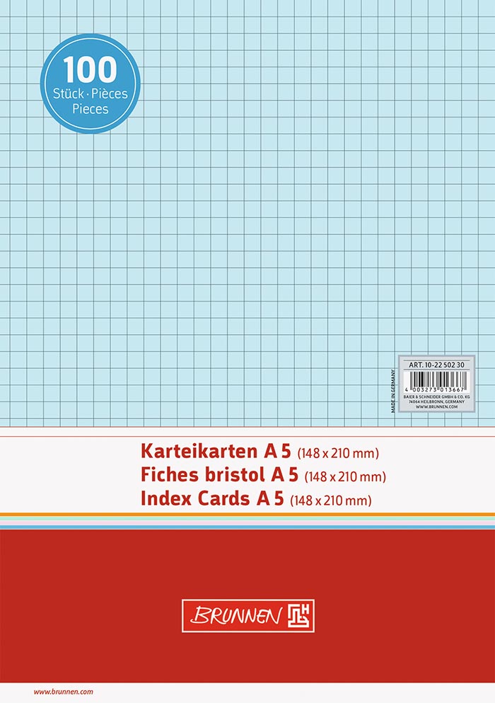 Bild 2 Karteikarten A5 kariert blau 100 Stück