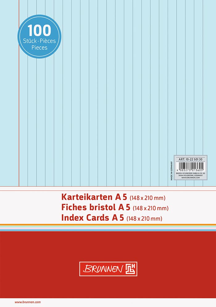 Bild 2 Karteikarten A5 liniert blau 100 Stück