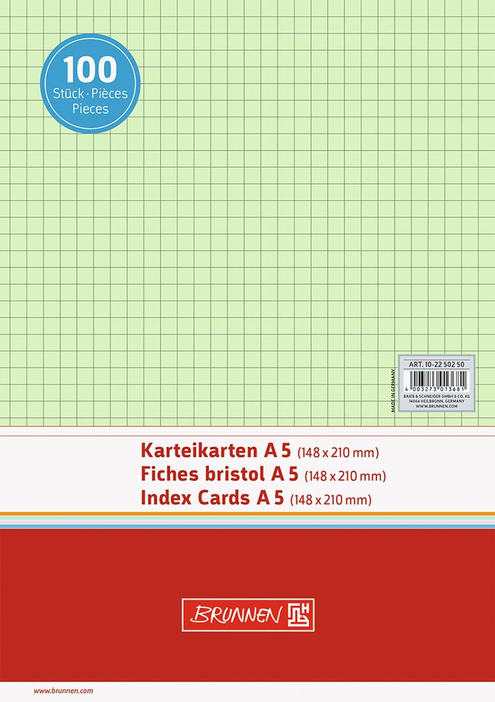 Bild 2 Karteikarten A5 kariert grün 100 Stück