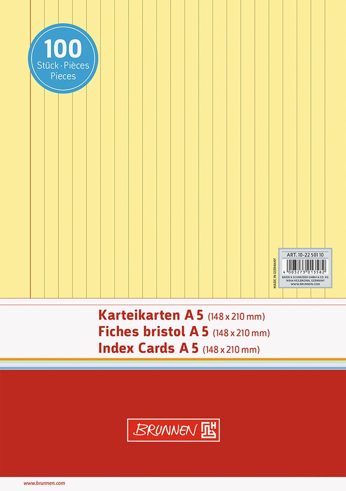 Bild 2 Karteikarten A5 liniert gelb 100 Stück