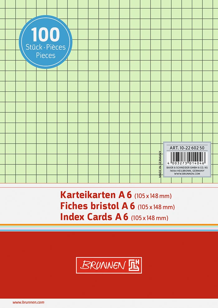 Bild 2 Karteikarten A6 kariert grün 100 Stück